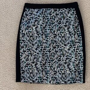 Hugo Boss Black and Silver Geometric Pencil Skirt